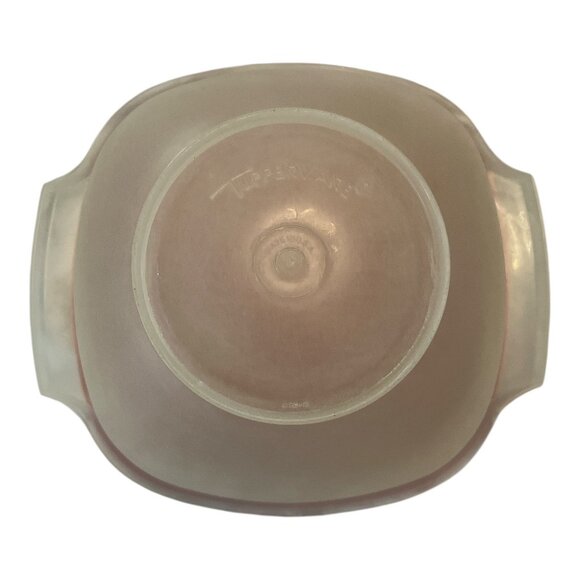 Vintage Tupperware Square Harvest Bowl with Sheer Base & Pink Lid - Picture 3 of 3